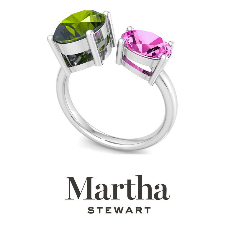 Martha Stewart 3 3/4ctw. Peridot & Pink Sapphire Two Stone Ring In Sterling Silver image number null